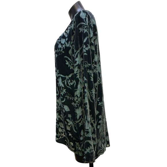 Jade Johnny Was Green Velvet Floral Blouse Size M - Picture 4 of 7